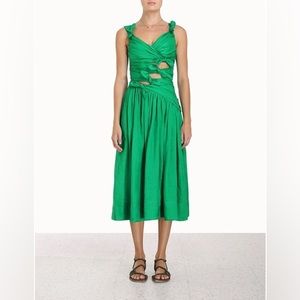 Green Tiggy Bow Midi Dress - Zimmermann